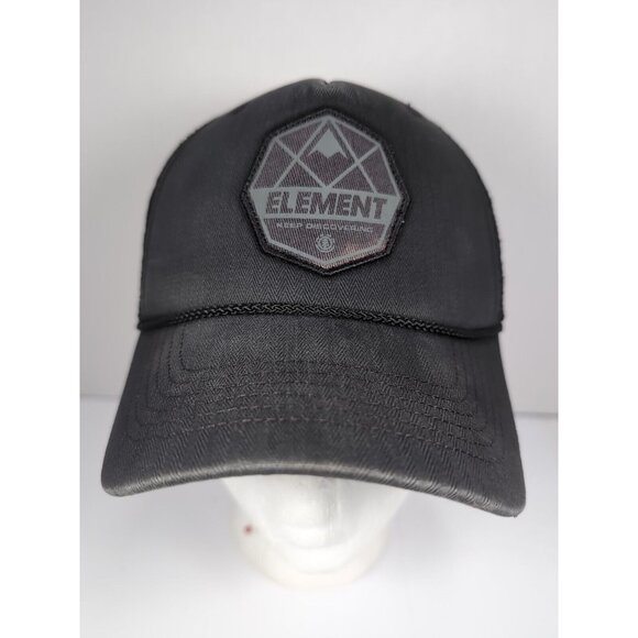 Element Mesh Snap Back Trucker Hat One Size Dark Gray Herringbone Pattern Patch - Picture 4 of 14